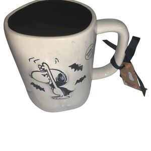 Rae Dunn Peanuts  Snoopy Beware Vampire Bats Double Sided  Mug- nwt